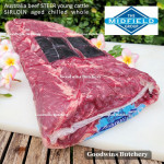 Beef Sirloin AGED BY GOODWINS Australia STEER young cattle (Striploin / New York Strip / Has Luar) chilled whole cut HARVEY +/- 5.5kg (price/kg) PREORDER 1-3 WORK DAYS